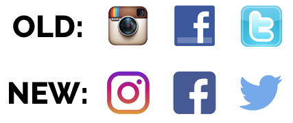 comparison of old and new social media platform icons