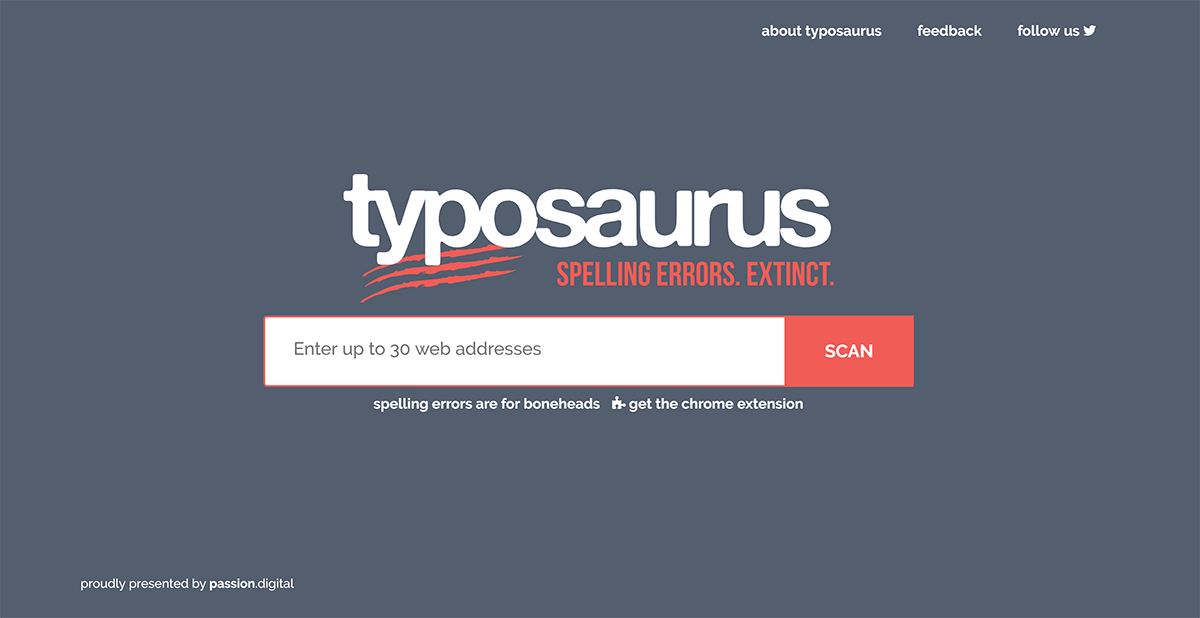 Typosaurus homepage screenshot