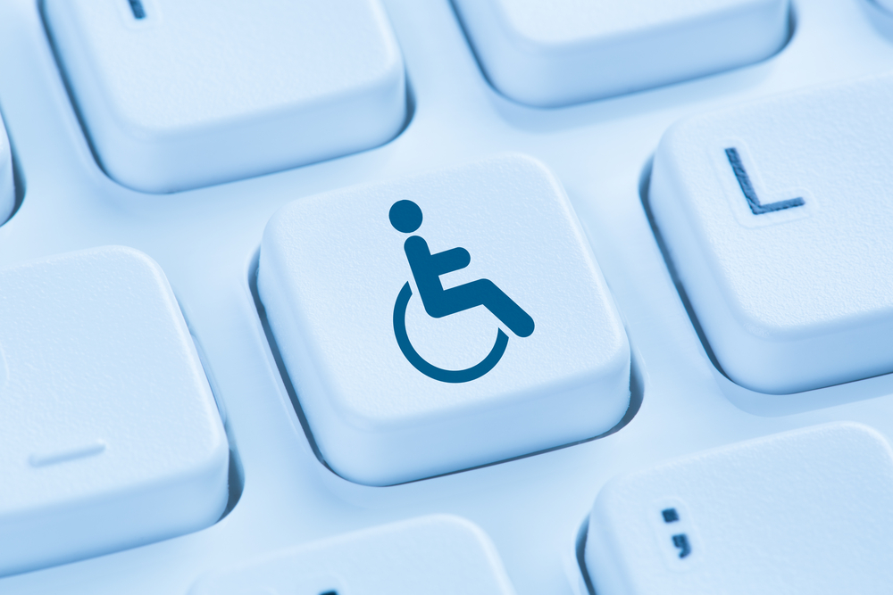 Web accessibility online internet website computer for people with disabilities blue keyboard